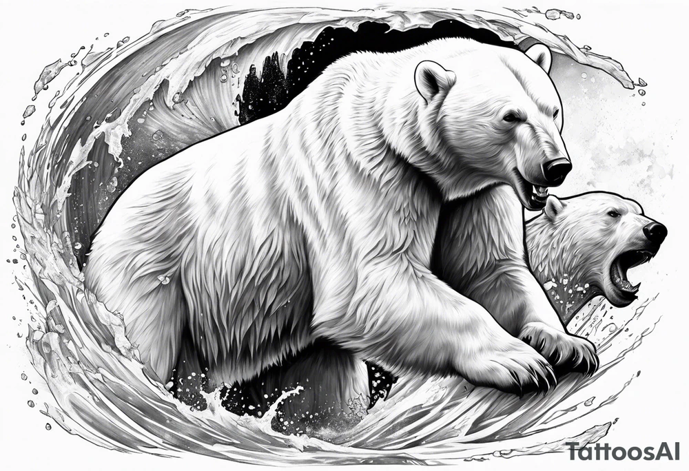 Polar bear fighting against a spartan tattoo idea
