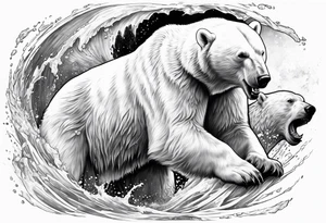 Polar bear fighting against a spartan tattoo idea