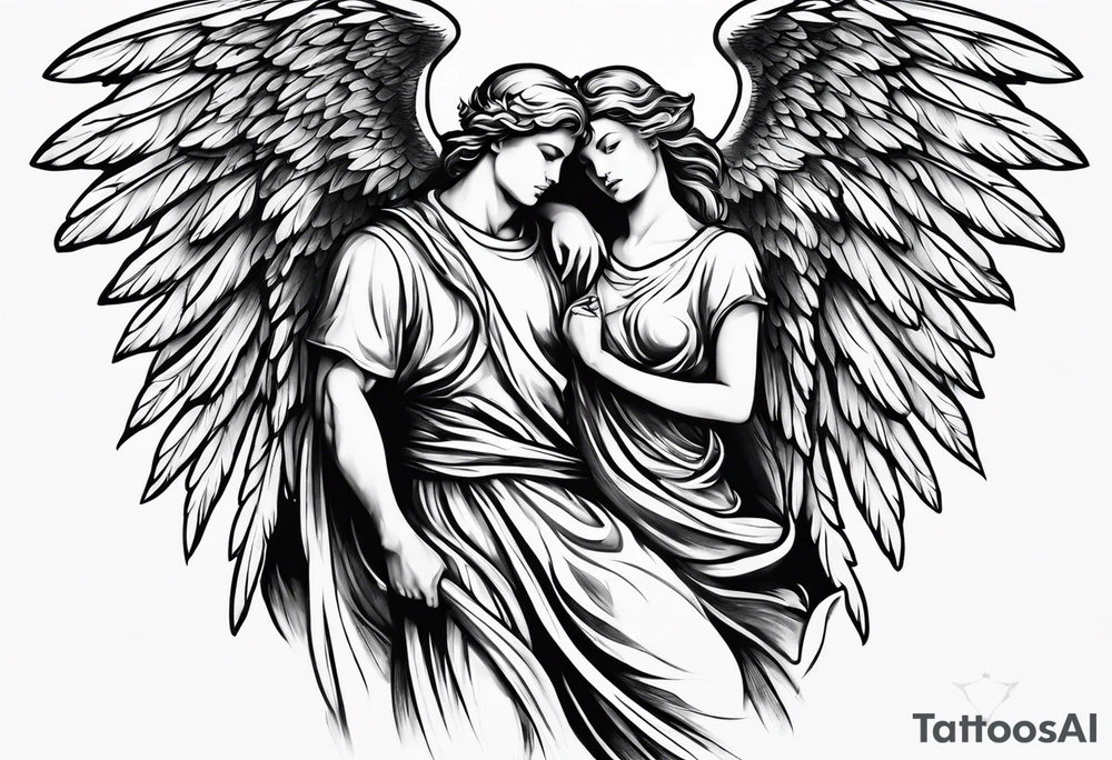 2 male guardian angels tattoo idea
