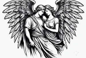 2 male guardian angels tattoo idea