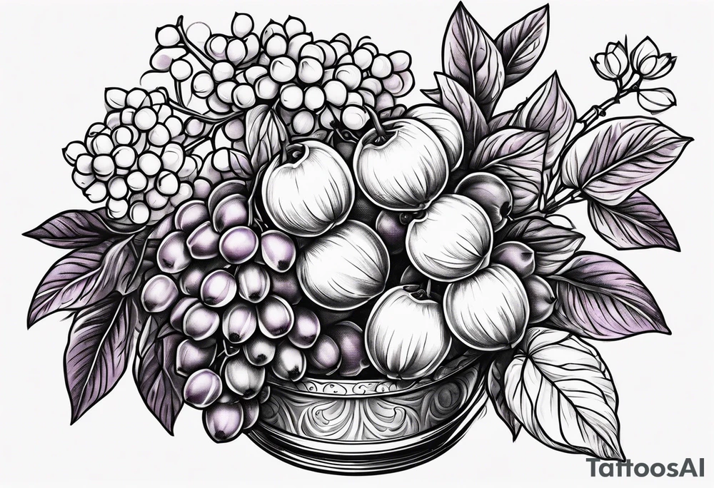 lilac and gooseberry in a bundle tattoo idea