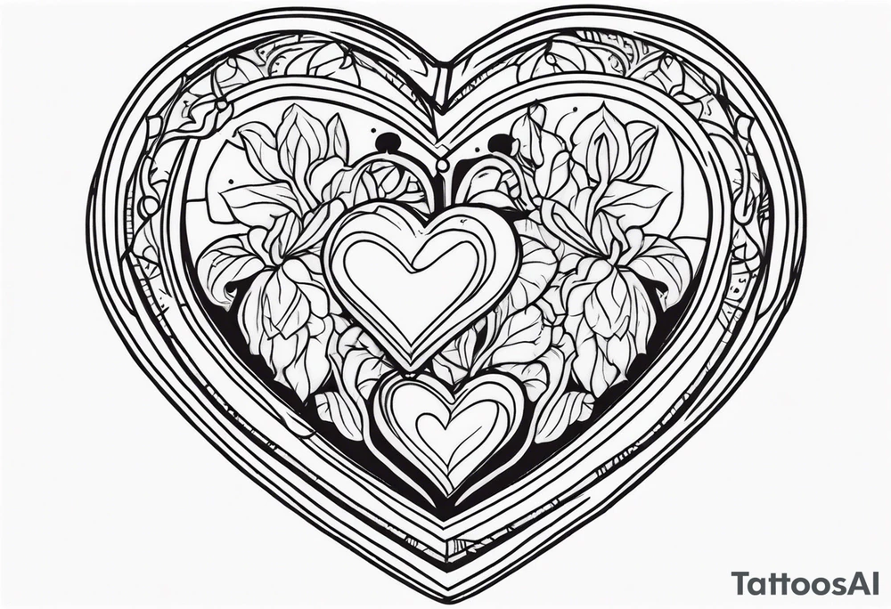 heart locket with two couple inside tattoo idea