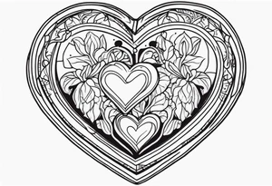 heart locket with two couple inside tattoo idea