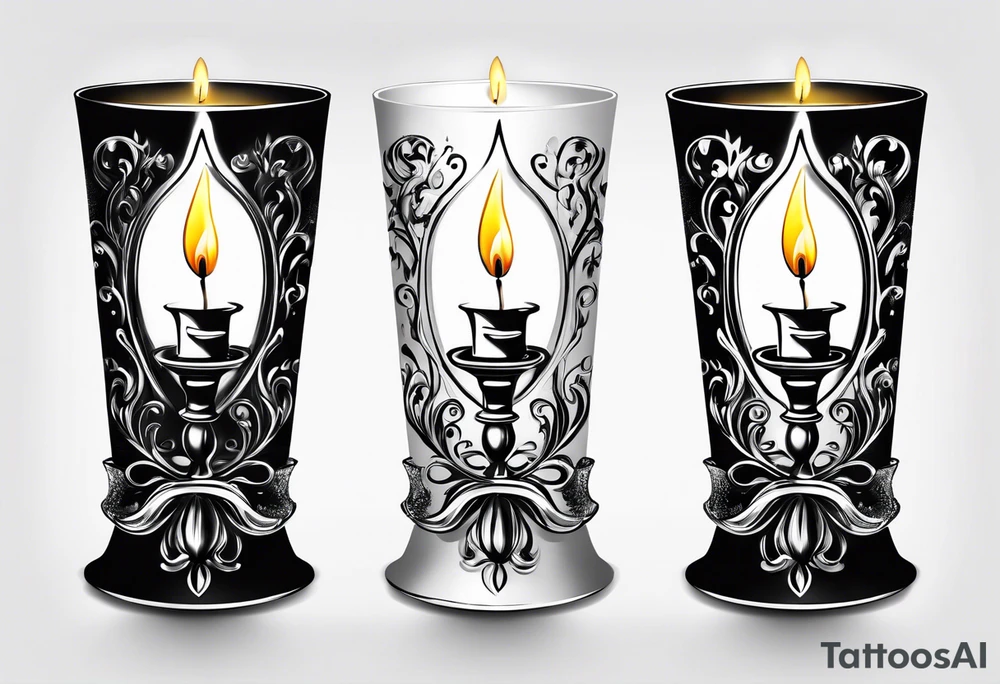 Old style drip candle with holder tattoo idea