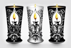 Old style drip candle with holder tattoo idea