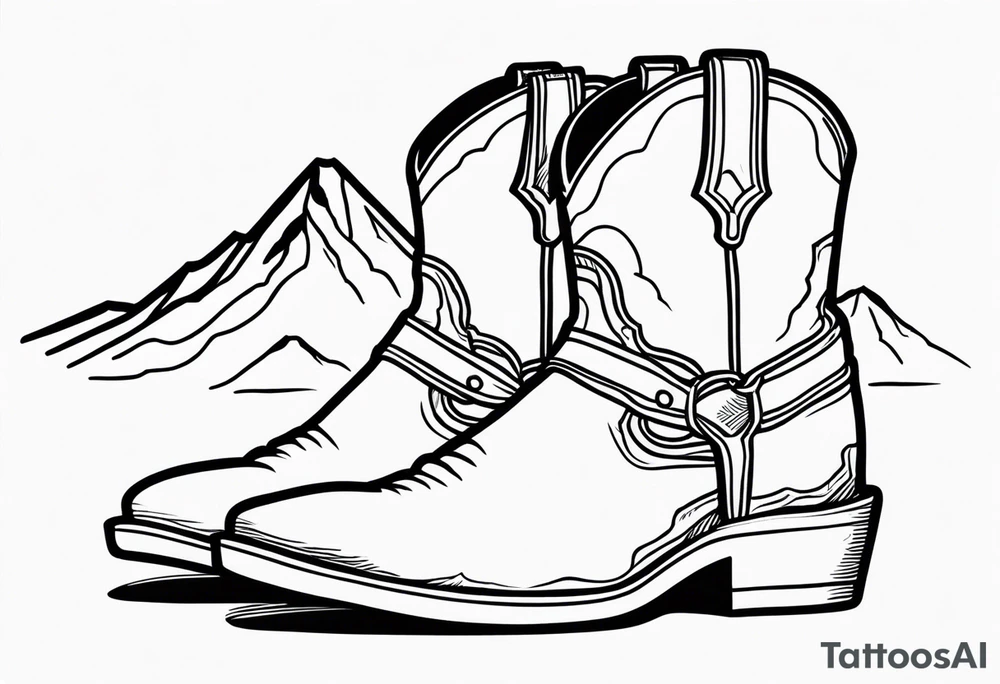 cowboy boot and mountains tattoo idea