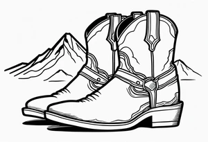 cowboy boot and mountains tattoo idea