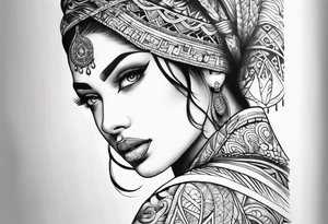 arm sleeve tattoo, cultural tattoo idea