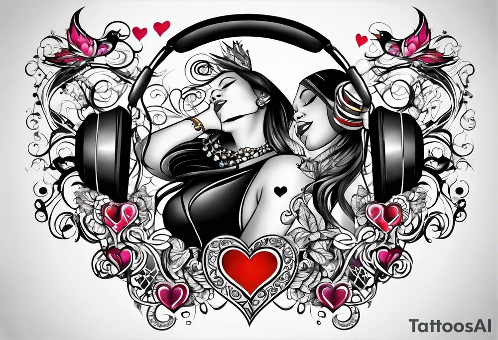 Kevonne with hearts and music notes tattoo idea