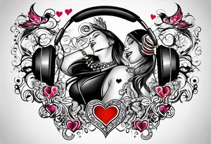 Kevonne with hearts and music notes tattoo idea