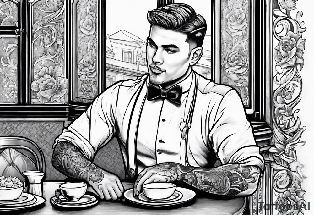 Part time student restaurant Waiter tattoo idea