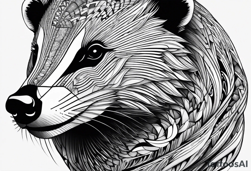 A badger in fractals tattoo idea