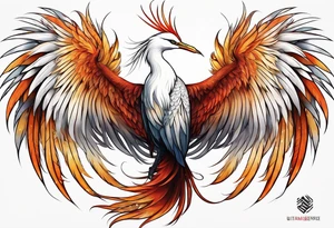 phoenix 
chinese 
egret
long tail 
elegant 
wings down
long neck
long feathers tattoo idea