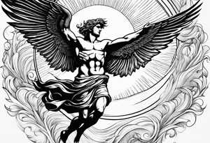 icarus greek god flying into the sun and falling down tattoo idea