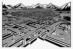 labyrinth Maze train tracks straight tattoo idea