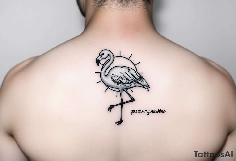 Cute Flamingo with a sun and the saying you are my sunshine tattoo idea