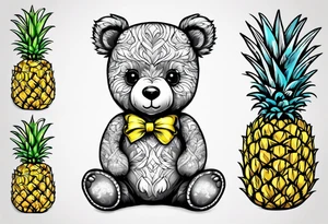 Teddy bear loves pineapple tattoo idea