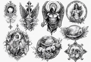 full stomach tattoo 
Christian theme tattoo idea