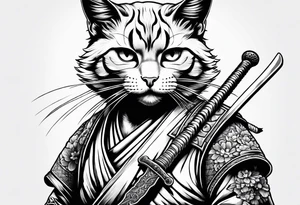Samurai cat holding a sword tattoo idea