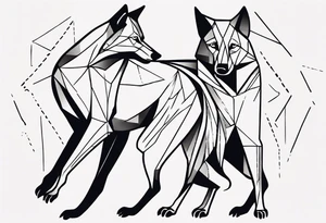 two wolves dancing the tango. extremely simplified tattoo idea