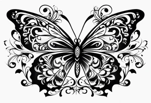 word N and S with butterfly tattoo idea