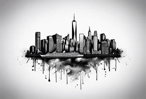 standing in the distance from NYC skyline tattoo idea