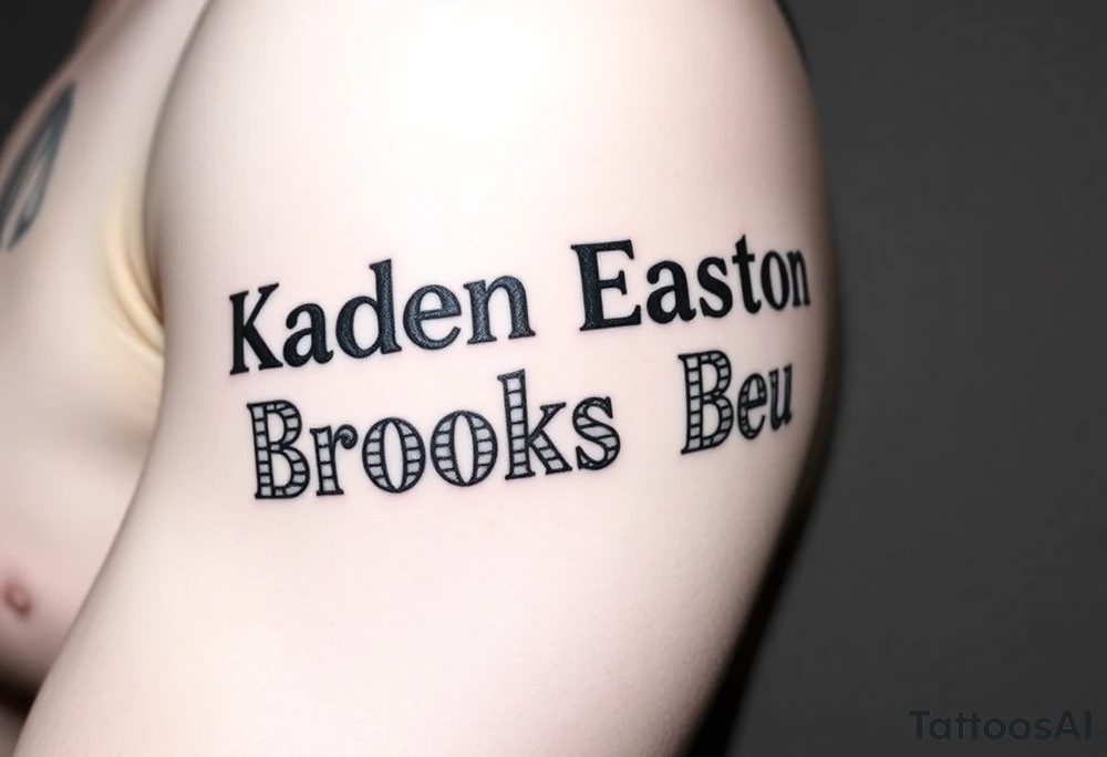 Kaden Easton Brooks Beau made into a crossword puzzle tattoo idea