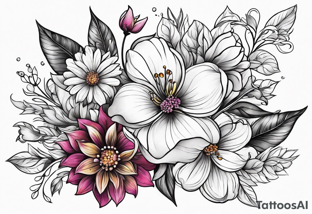 ornaments of flowers tattoo idea