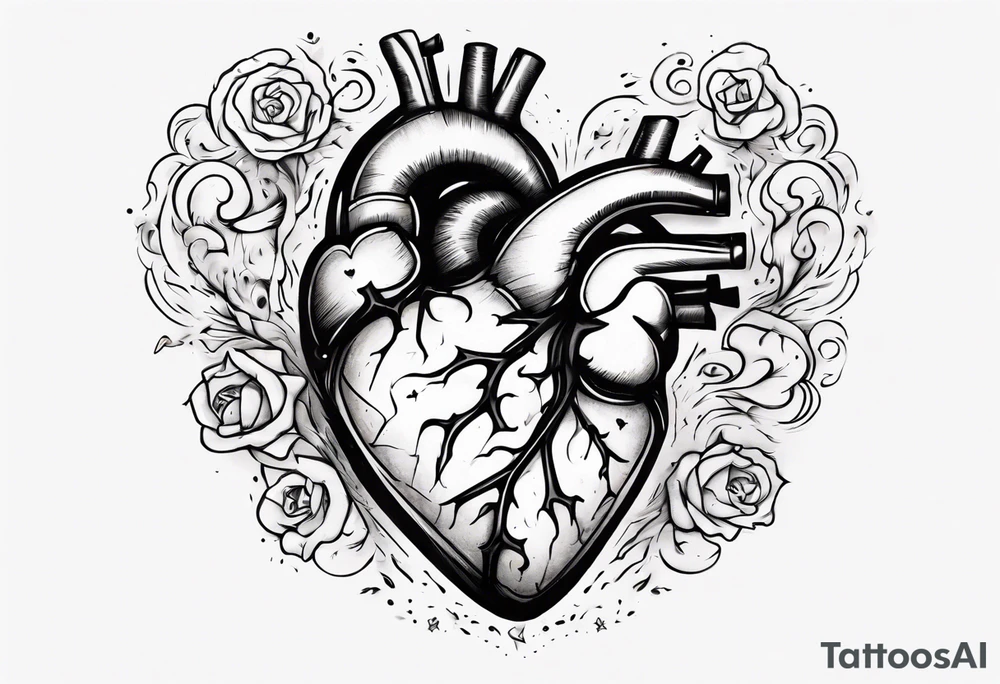 a heart with the quote through thick and thin tattoo idea