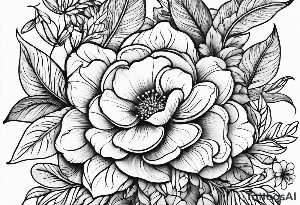 Curved floral leaves tattoo idea