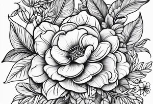 Curved floral leaves tattoo idea