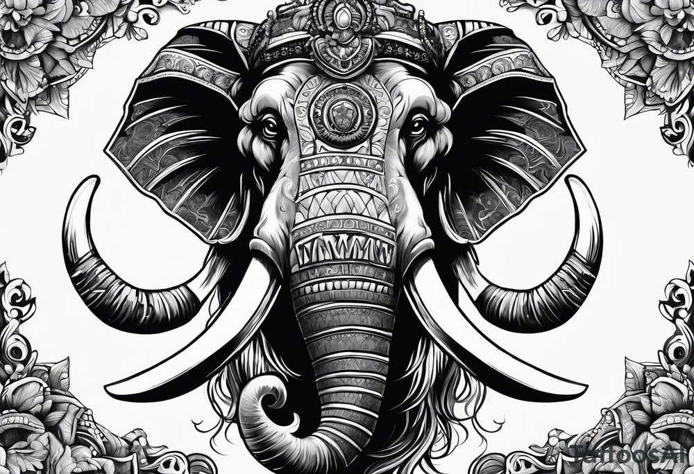 berserking strong mammoth head centerpiece tattoo idea