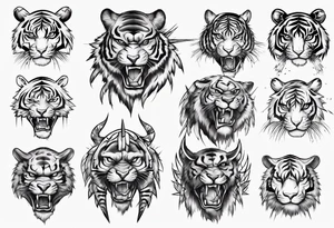 African Tiger warrior and lightning tattoo idea