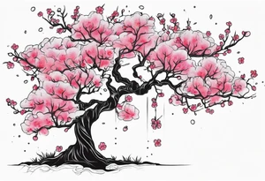 Afro art, cherry blossoms tree tattoo idea