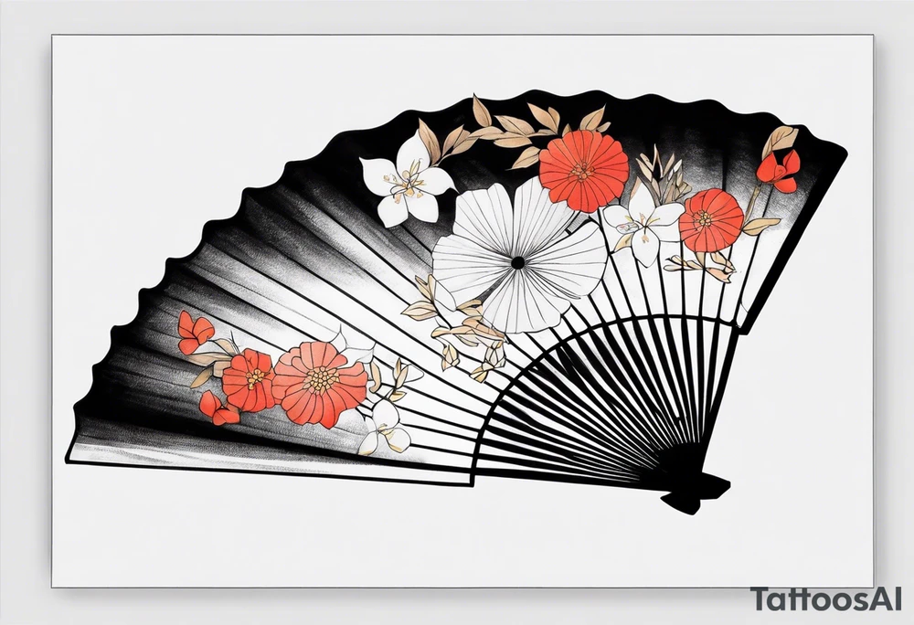 Black Japanese fan tattoo idea