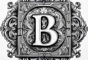 a square with the letter R and number 14 in it tattoo idea