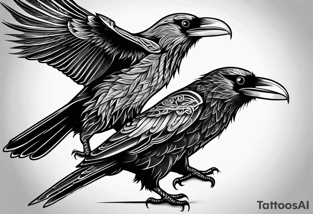 Hugin y munin en pelea sangrienta tattoo idea