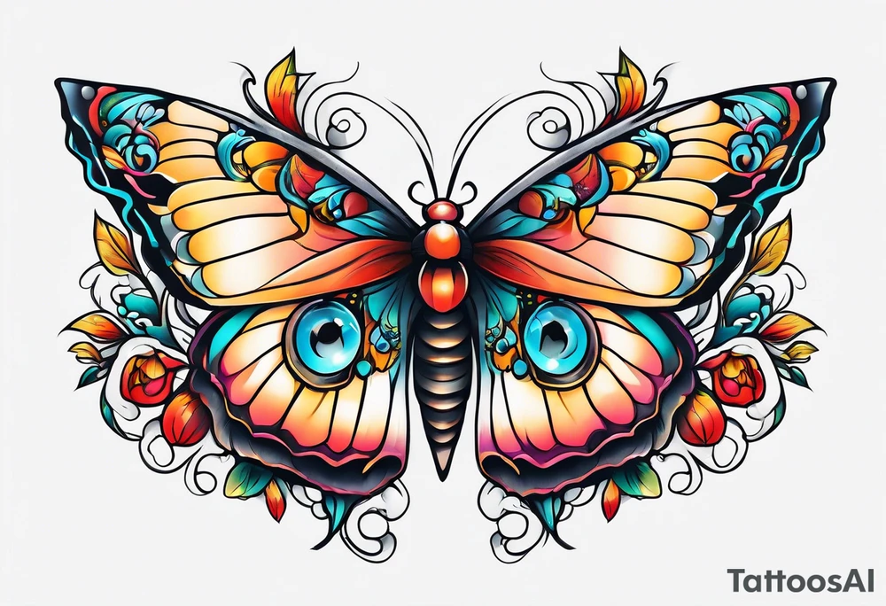 Bubbles moth branch tattoo idea
