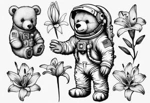 Teddy bear astronaut Lily galaxy tattoo idea