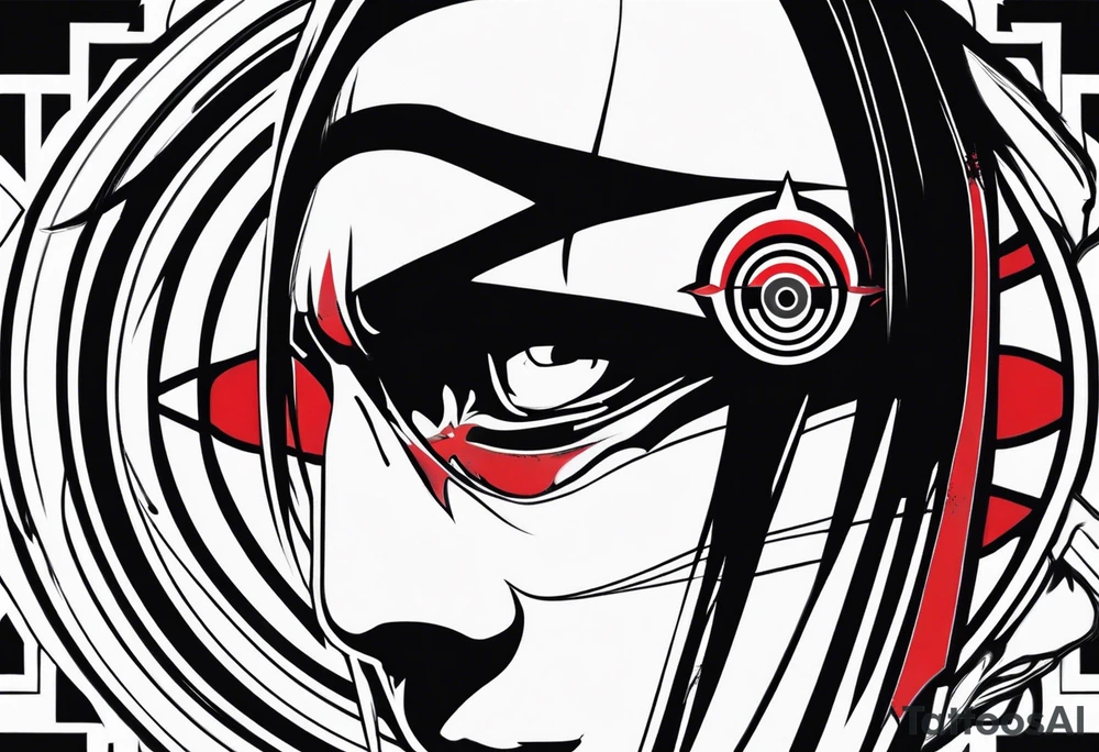 Itachi with sharingan on tricep tattoo idea