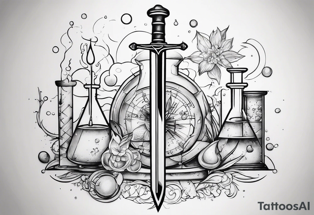 chemistry formula combined with a sword tattoo idea