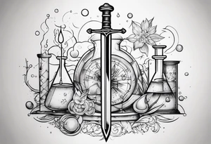 chemistry formula combined with a sword tattoo idea