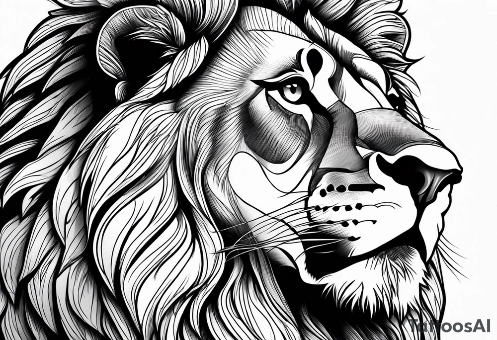 powerful majestic lion, close-up tattoo idea