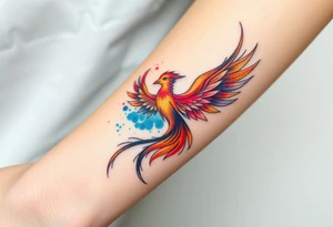 Phoenix with splashes of color tattoo idea