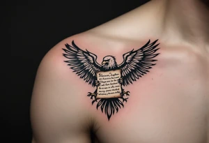 Silesian Eagle with an Old Scroll – The eagle gripping an ancient parchment with Silesian historical writings, the edges of the scroll slightly burnt, giving it an aged and mystical appearance. tattoo idea