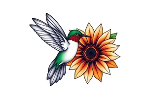Hummingbird near a sunflower tattoo idea