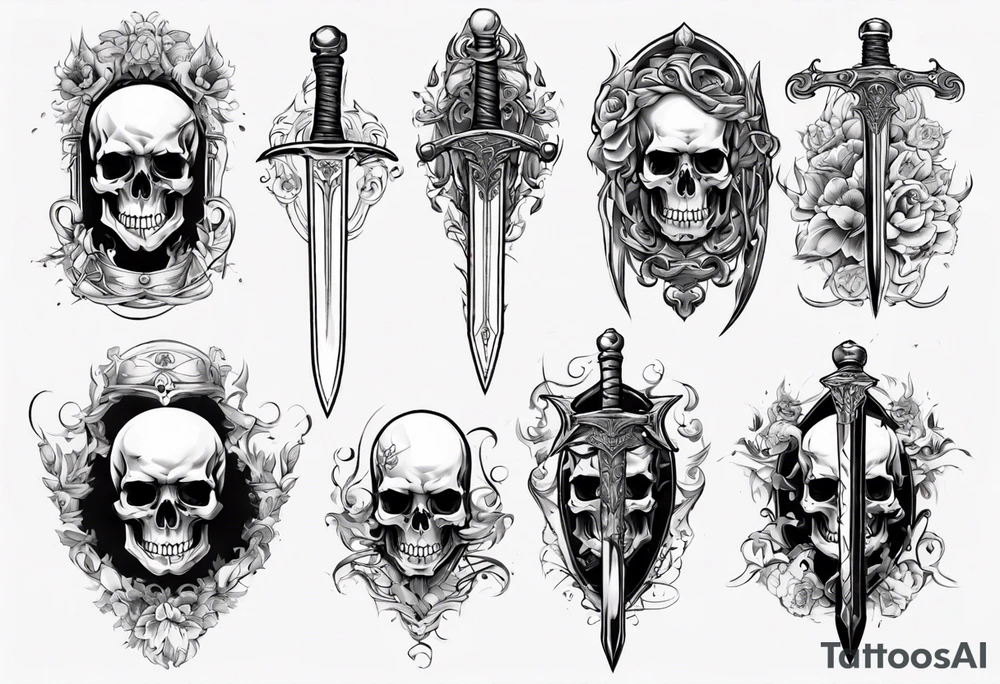 sword skull guard tattoo idea