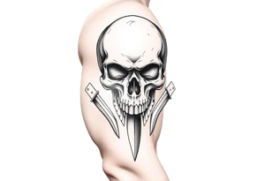 Skull with knives tattoo idea
