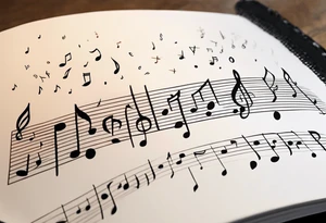 Song book with music notes coming out of it tattoo idea