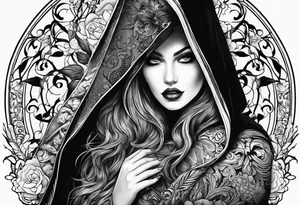 Shadow cloak protecting beautiful dagger tattoo idea